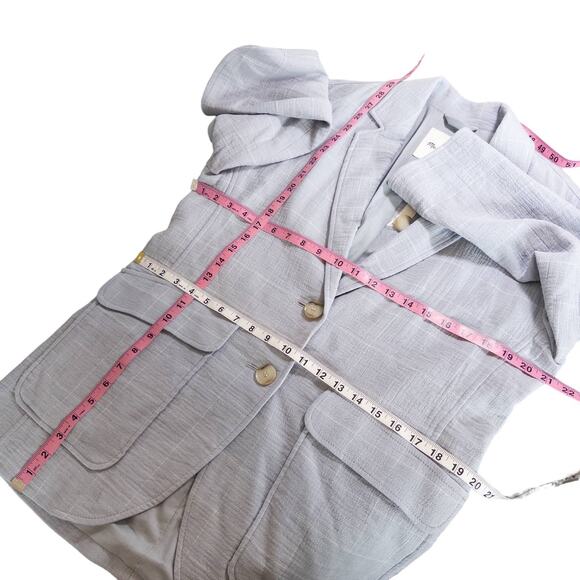 Madewell NEW Larsen Cotton Linen Relaxed Blazer in Windowpane Blue White Small - Picture 10 of 11